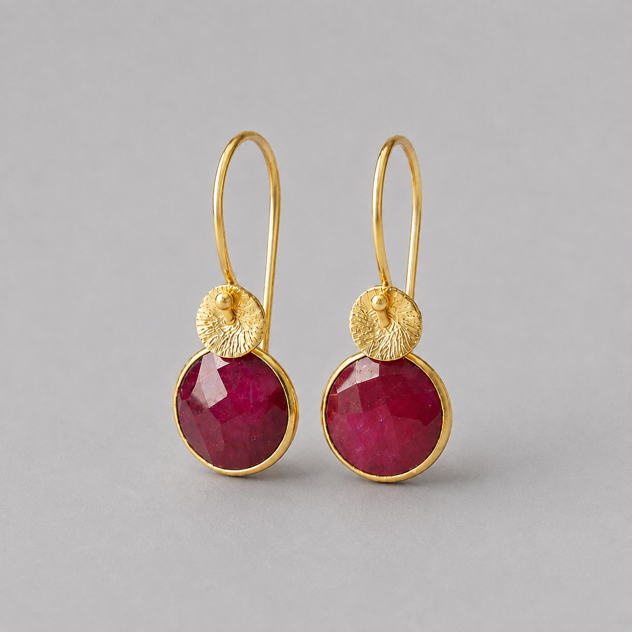 Gold Vermeil Ruby Earrings, July Birthstone Red Gemstone