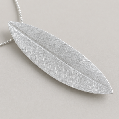 Sterling silver leaf necklace.