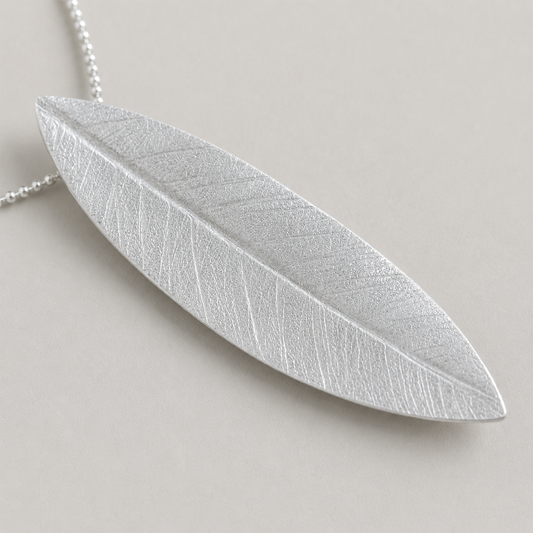 Sterling silver leaf necklace.