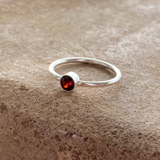 Handmade Garnet Sterling Silver Ring: January Birthstone