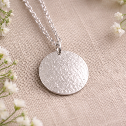 Hammered Sterling Silver Disc Necklace | Minimalist and Timeless