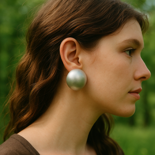 Large statement sterling silver bowl stud earrings.