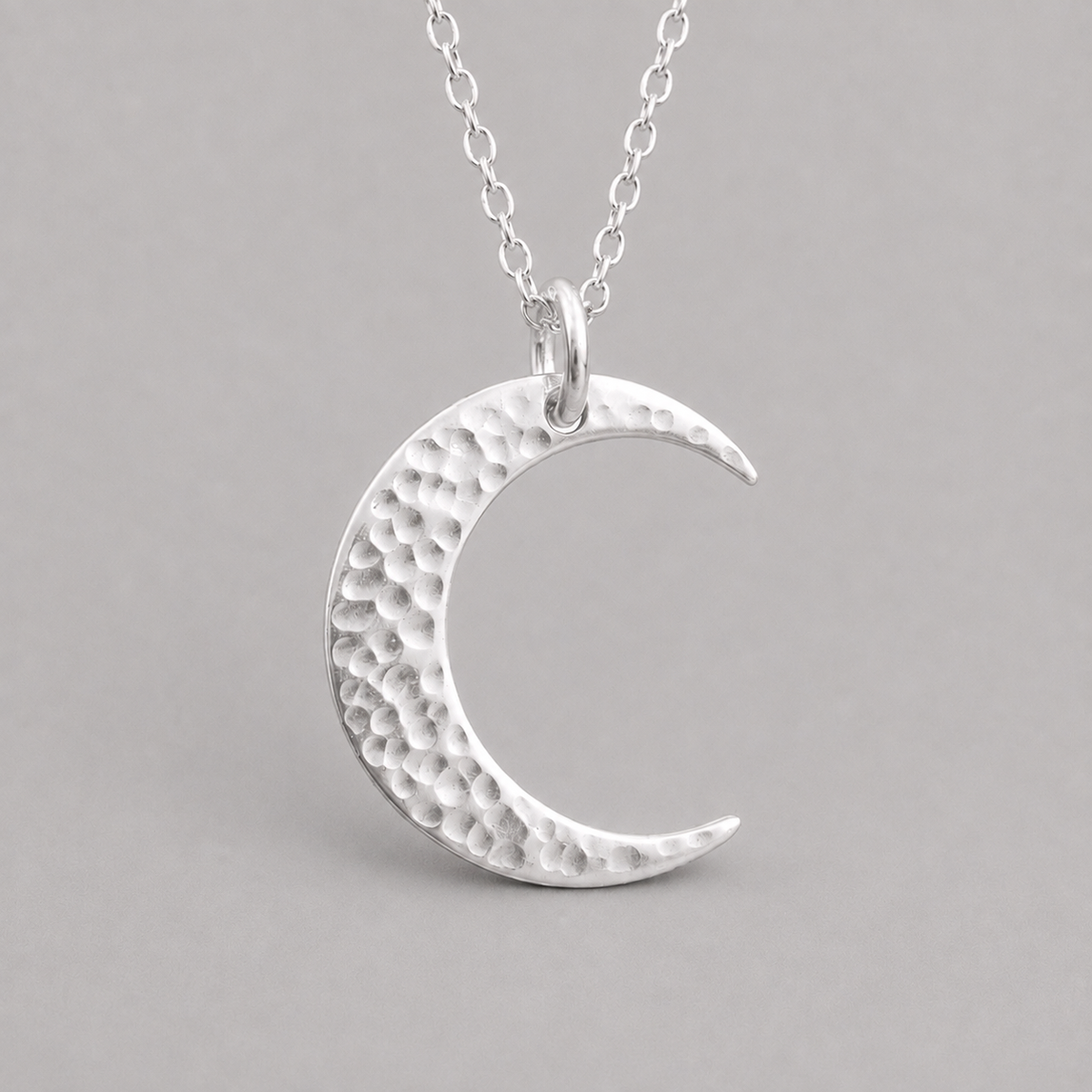 Crescent moon sterling silver necklace.
