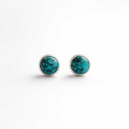 Turquoise Stud Earrings in 925 Sterling Silver