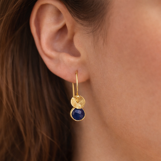 24k gold vermeil and sapphire earrings.