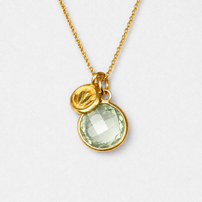 Green Amethyst Lotus Necklace | 24k Gold Vermeil | Sterling Silver