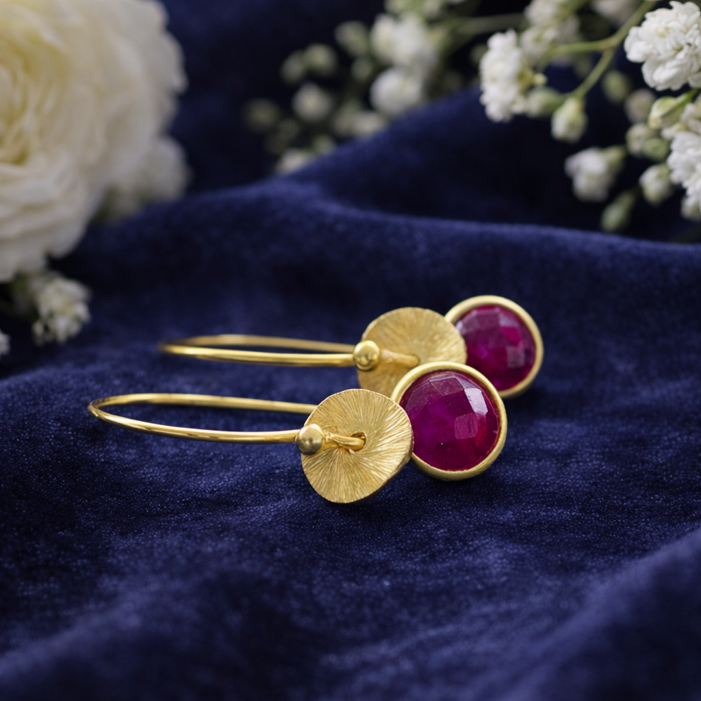 24k gold vermeil and ruby earrings.