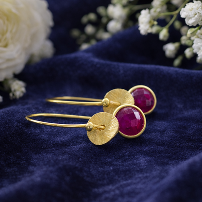 24k gold vermeil and ruby earrings.