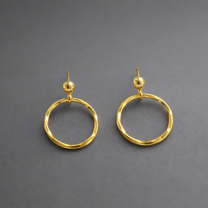 24k gold vermeil ball and circle stud earrings.