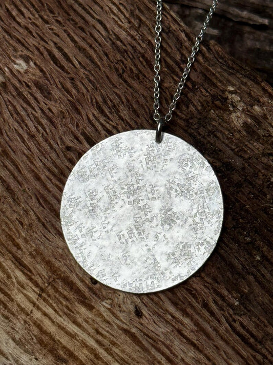 Large Hand-Hammered Sterling Silver Disc Necklace