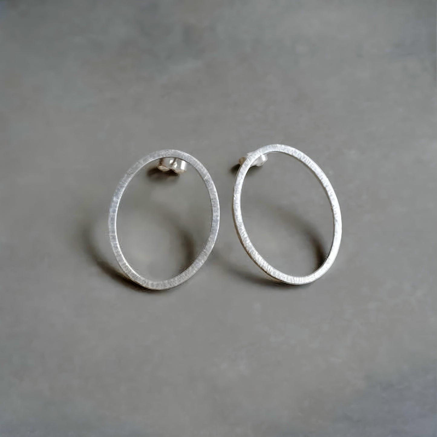 Sterling Silver Textured Oval Stud Earrings