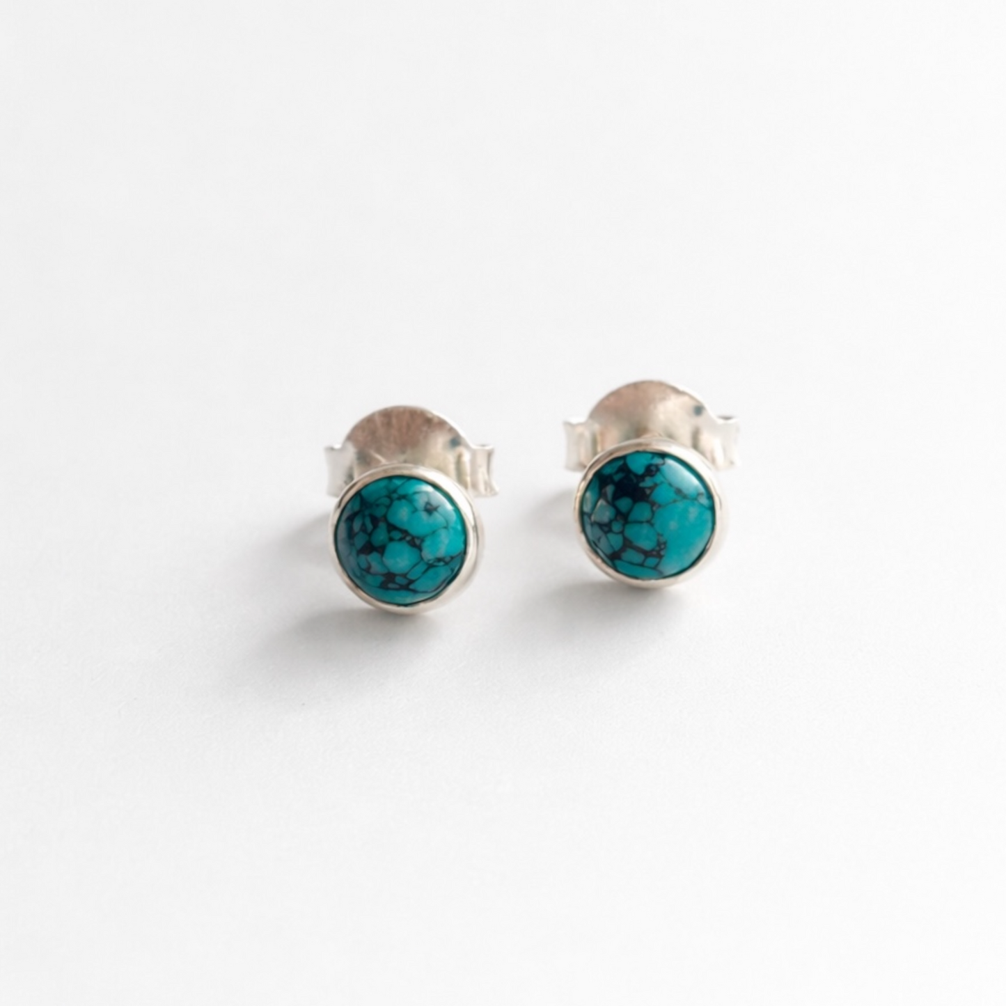Turquoise Stud Earrings in 925 Sterling Silver