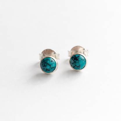 Turquoise Stud Earrings in 925 Sterling Silver