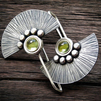 Peridot Sterling Silver Fan Earrings.
