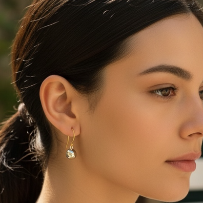 Gold and silver ball dangle earrings