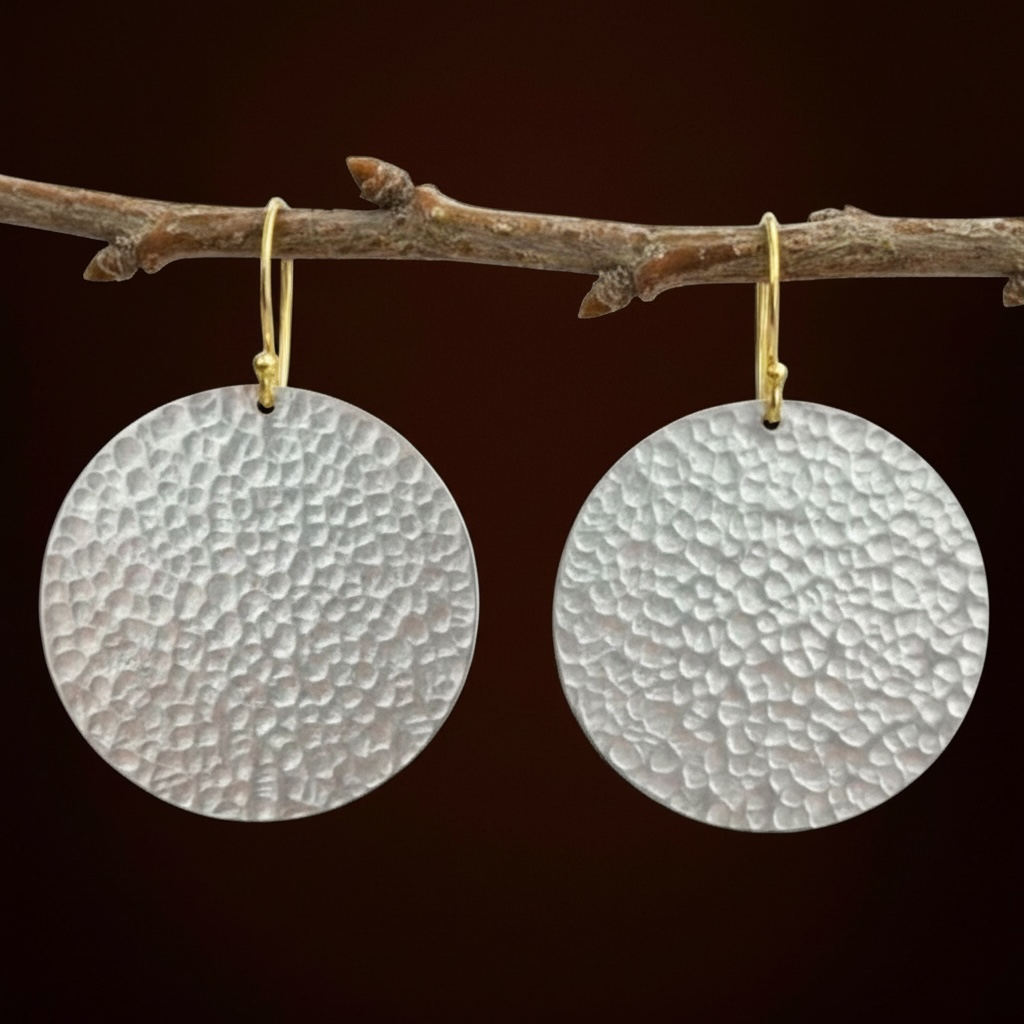 Large textured sterling silver earrings