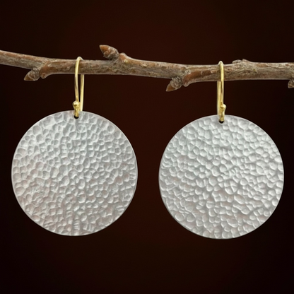 Large textured sterling silver earrings