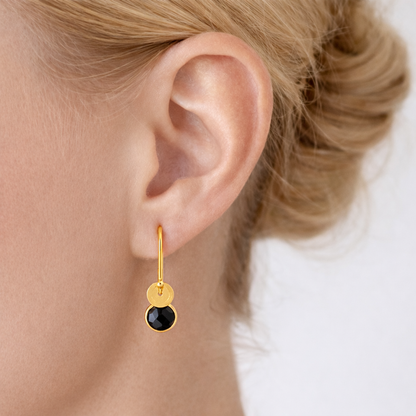 Black onyx, 24k gold vermeil dangle earrings