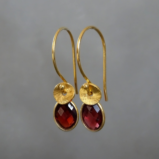 24k gold vermeil and garnet earrings.