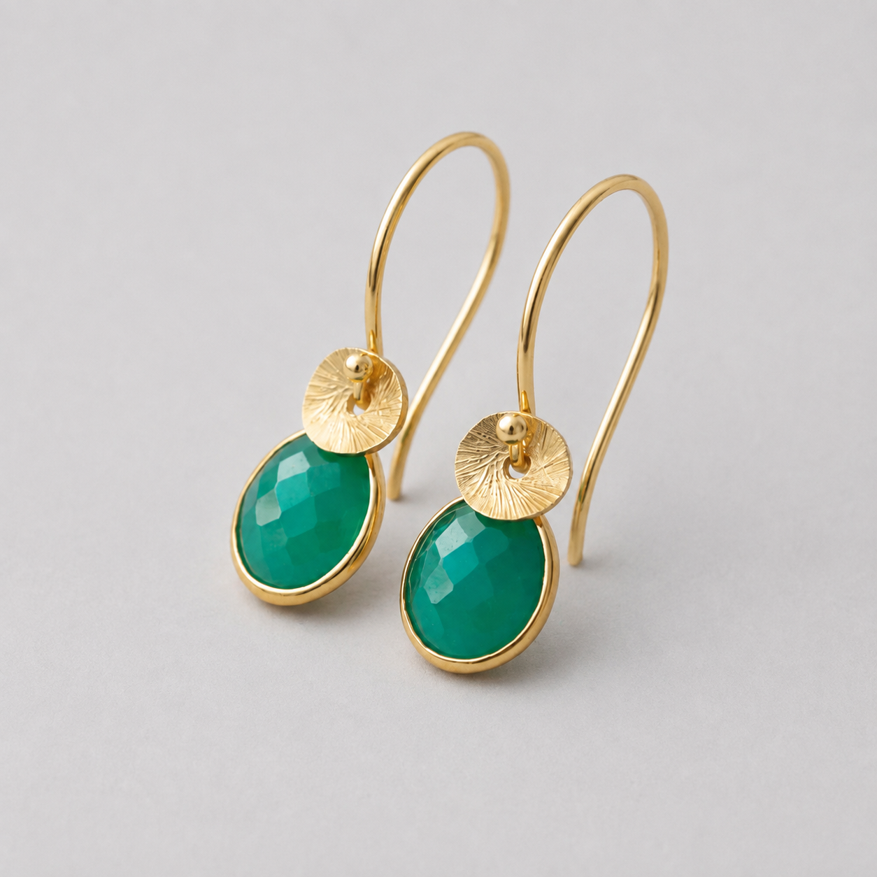 24k gold vermeil and green onyx earrings.