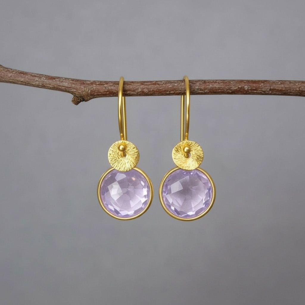 Lilac Amethyst Earrings in 24k Gold Vermeil