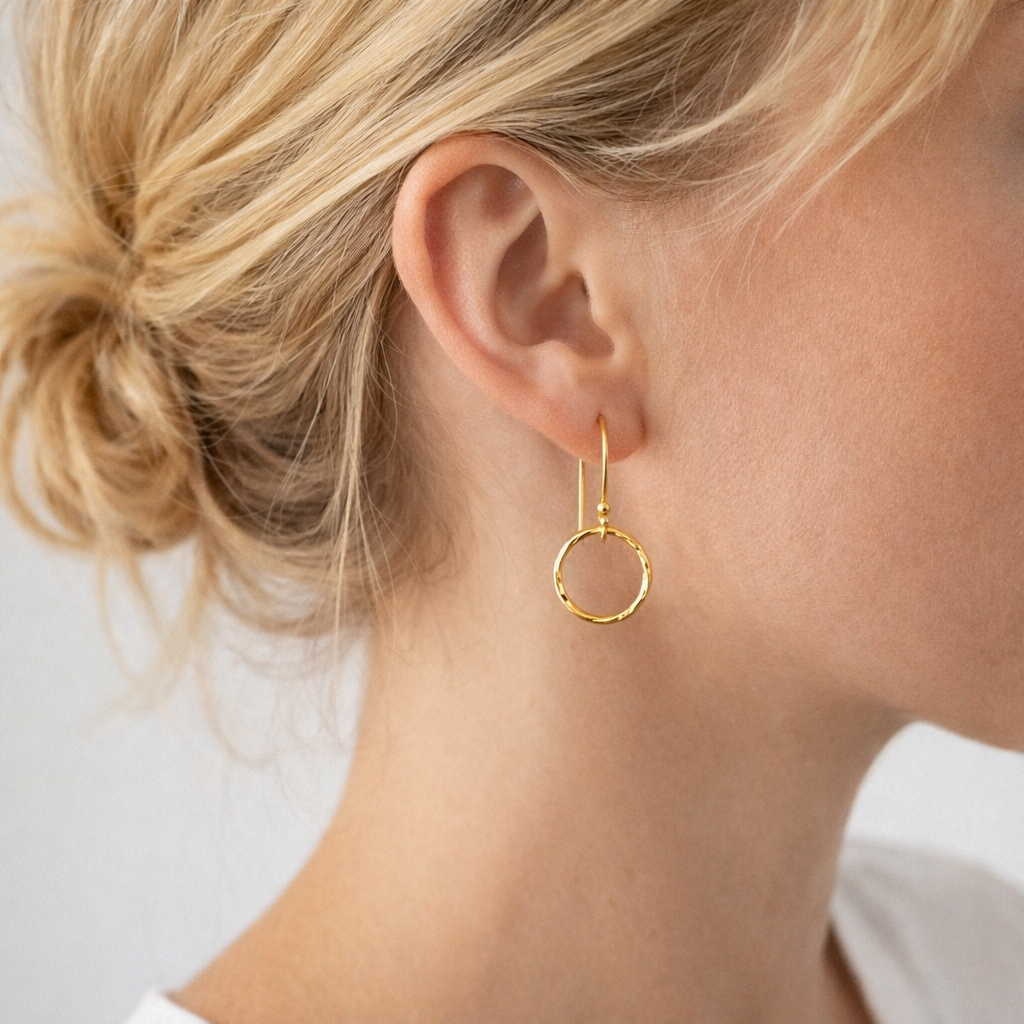 24k Gold Vermeil Circle Earrings.