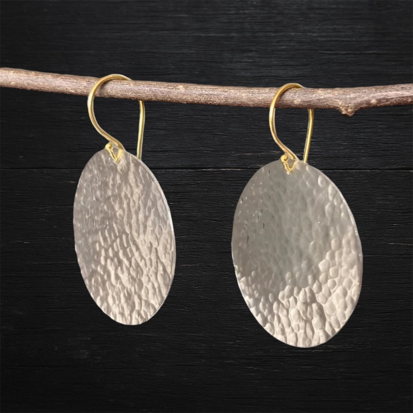 Large textured sterling silver earrings