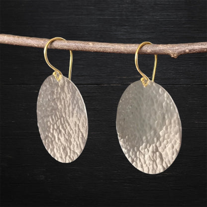 Large textured sterling silver earrings