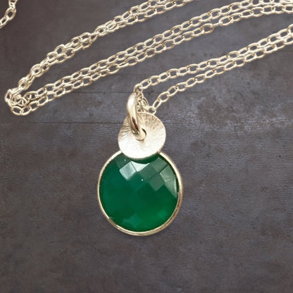 Green onyx sterling silver necklace