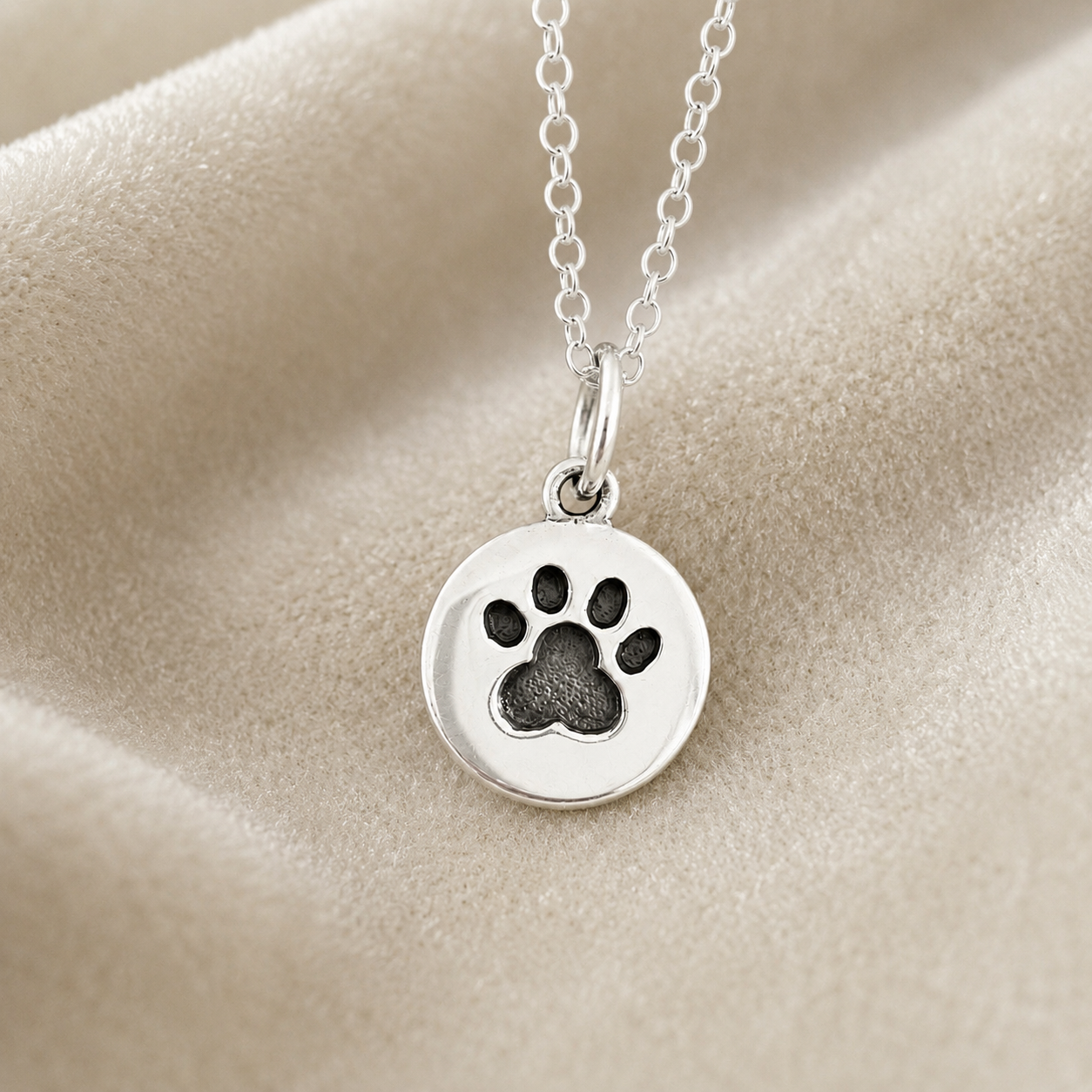 Sterling Silver Paw Print Necklace