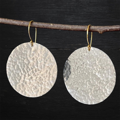 Large textured sterling silver earrings