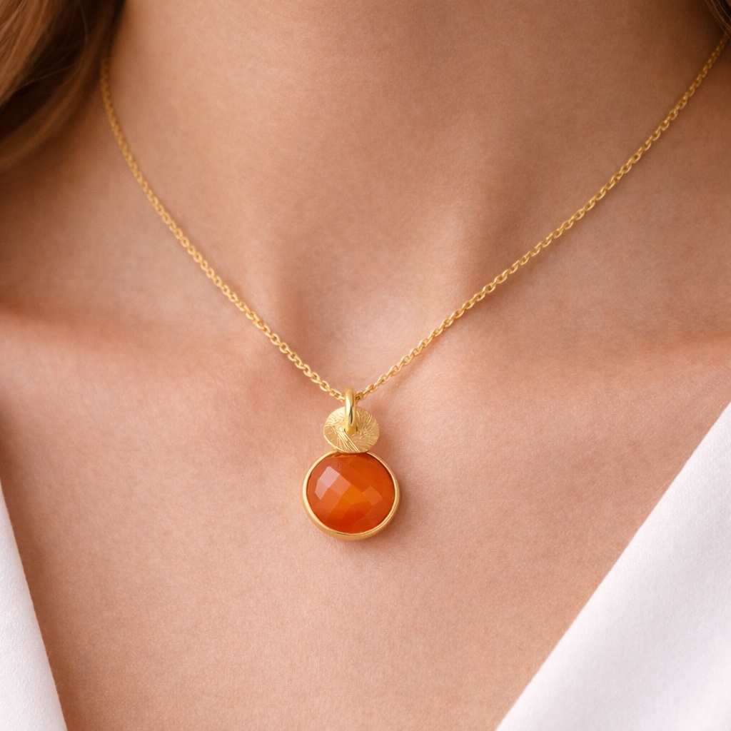 Carnelian & 24k Gold Vermeil Necklace