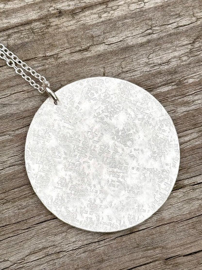 Large Hand-Hammered Sterling Silver Disc Necklace