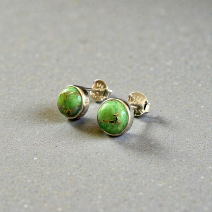 925 Sterling Silver Green Mohave Stud Earrings – 7mm