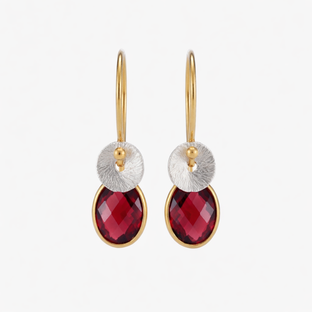 Garnet 24k gold vermeil, sterling silver earrings.