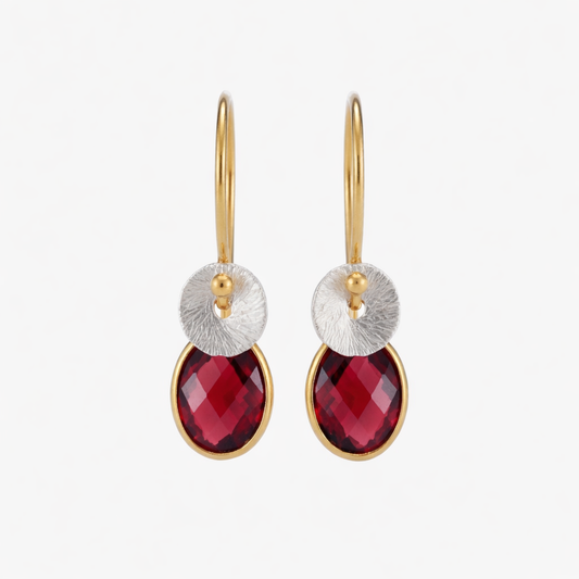Garnet 24k gold vermeil, sterling silver earrings.