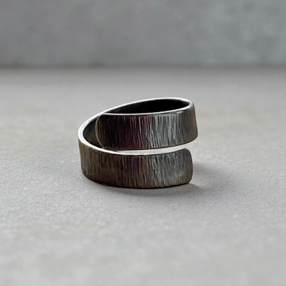 Oxidised sterling silver textured adjustable ring.