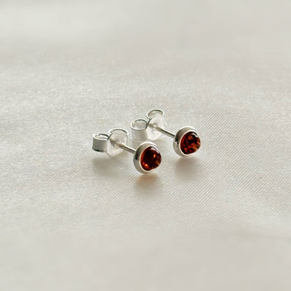 Sterling Silver Baltic Amber Stud Earrings | Unisex