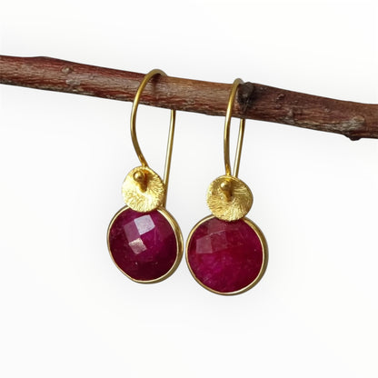 Ruby Earrings in 24k Gold Vermeil | July Birthstone Jewellery