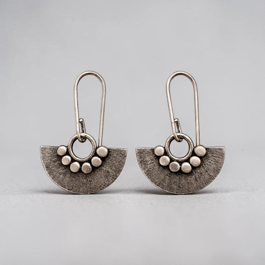Sterling silver dangle fan earrings.