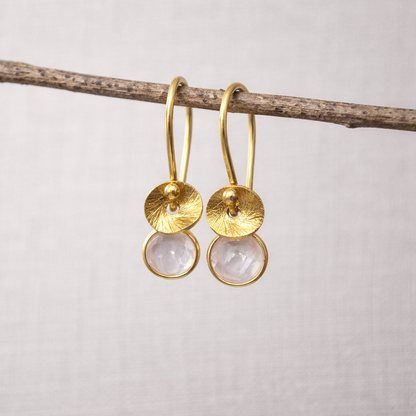Rose quartz, 24k gold vermeil earrings.