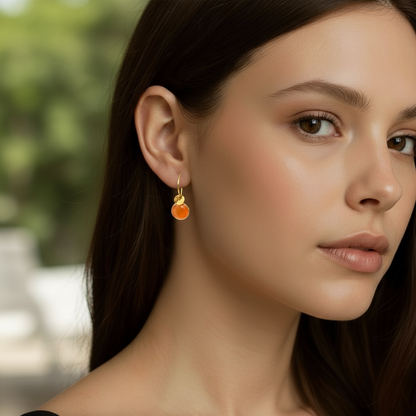 Carnelian Gemstone Earrings in Gold Vermeil