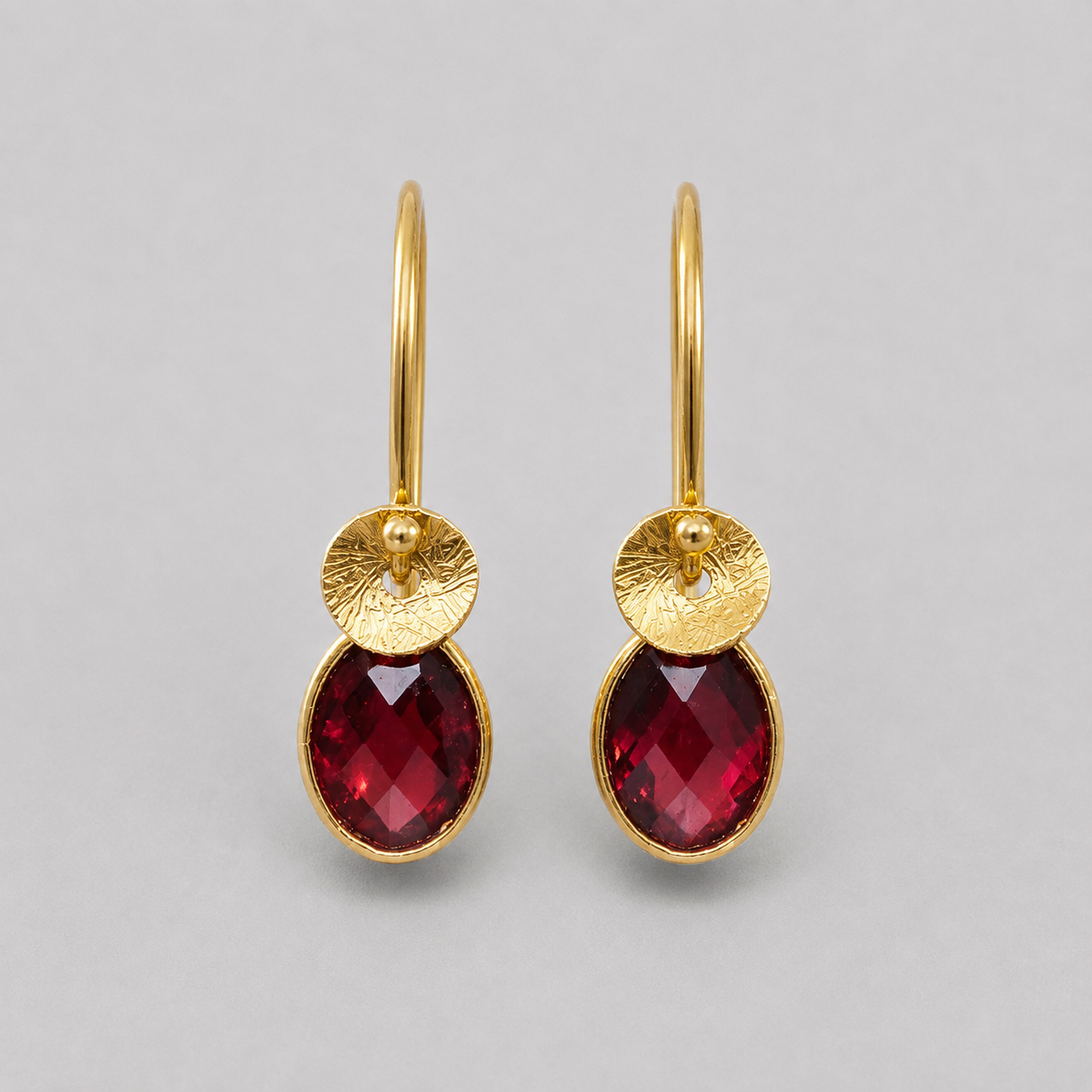 24k gold vermeil and garnet earrings.