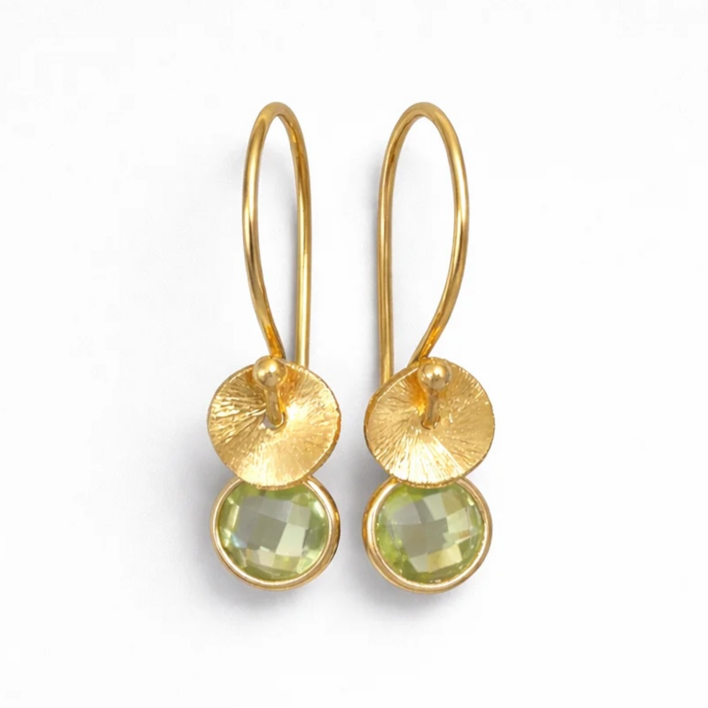 24k gold vermeil and peridot earrings. August birthstone earrings.
