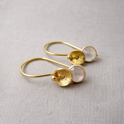 Rose quartz, 24k gold vermeil earrings.