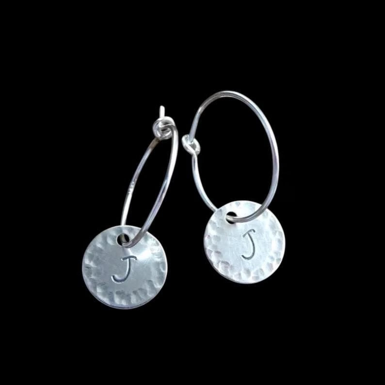 Personalised Sterling Silver Initial Hoop Earrings