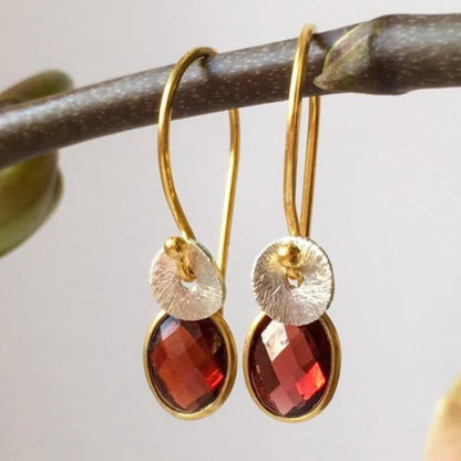 Garnet 24k gold vermeil, sterling silver earrings.