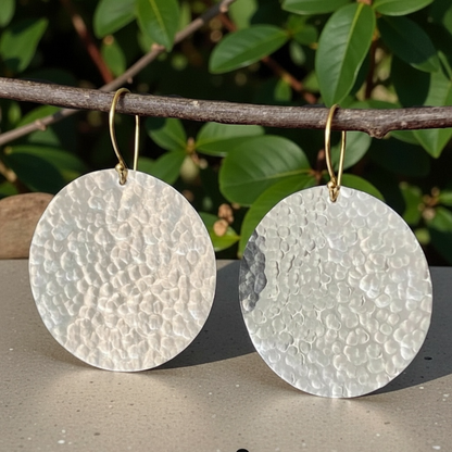 Large textured sterling silver earrings