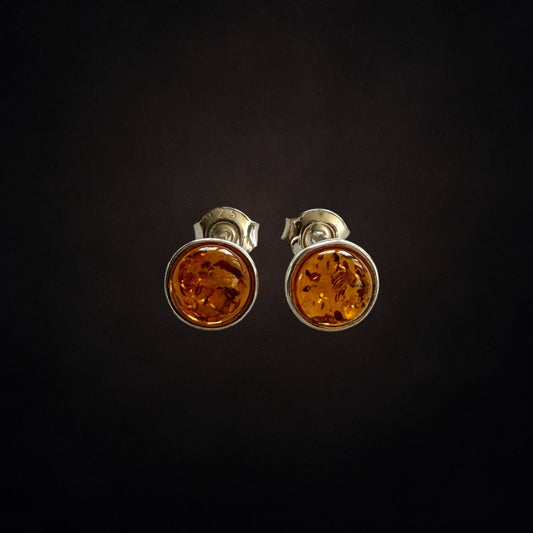 Baltic Amber and Sterling Silver Stud Earrings