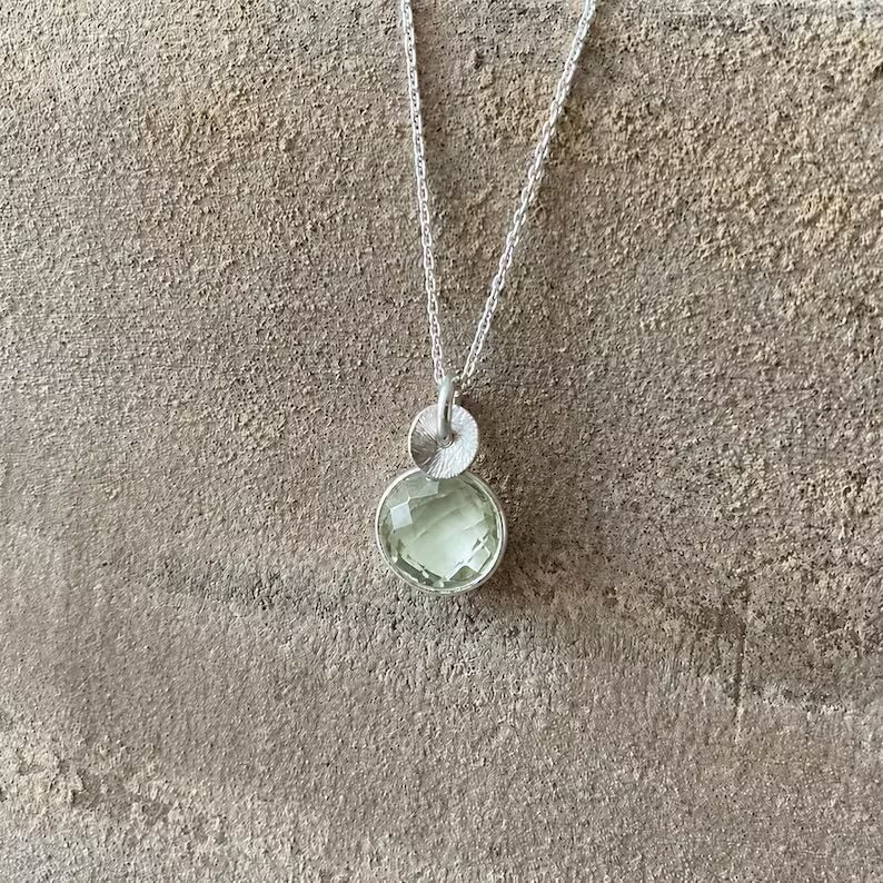 Green Amethyst Sterling Silver Necklace